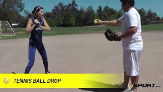 Softball Hitting Drills Oneknee Drills Threestep Tennis Ball Drop [upl. by Anderson]