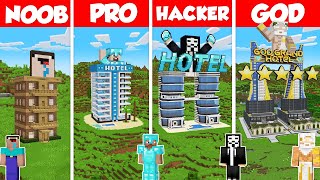 Hotel Build Battle Challenge  Noob vs Pro vs Hacker vs God  Minecraft Animation [upl. by Maire445]