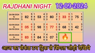 Rajdhani Night Today  12092024  Single Jodi Trick Today Satta Matka Kalyan Satta Today Open [upl. by Attaymik]