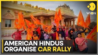 US American Hindus rally to celebrate Ayodhyas Ram Mandir inauguration in Maryland  WION [upl. by Gehman]