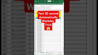 Automatically Weekday Calculation  Excel Trick  rscomputerhub  exceltips exceltricks viral [upl. by Nibaj]