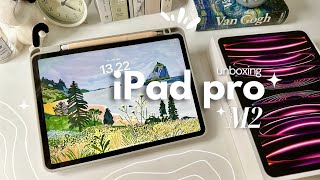 🌱ipad pro m2 11” unboxing  setup ♡ aesthetic ipad accessories 📦 [upl. by Knut429]