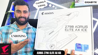 Aorus Z790 Elite AX Ice Gaming Motherboard UNBOXING 🔥 [upl. by Marnia229]