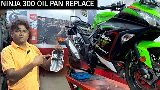 Ninja 300 oil pan replacement  gasket replacement  Sanjaybikecare [upl. by Hussein885]