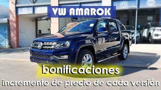 Volkswagen Amarok ¿Cuánto aumentó y que trae cada versión Precios Bonificaciones y equipamiento [upl. by Hallutama290]