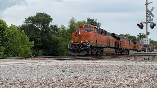 70 mph BNSF Z train heading west ZWSPSTO BNSF Transcon Marceline sub7924 [upl. by Nichani]