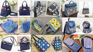 9 DIY Denim and Printed Fabric Bags  Old Jeans Ideas  Compilation  Upcycle Crafts  Bag Tutorial [upl. by Auof278]