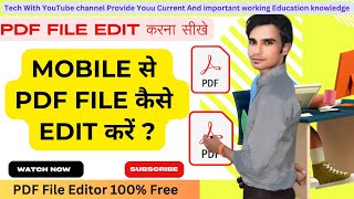 Pdf Edit Kaise Kare  How to Edit pdf file in mobile Free  Free Pdf Editor App  Pdf Editing Free [upl. by Ecirpak]