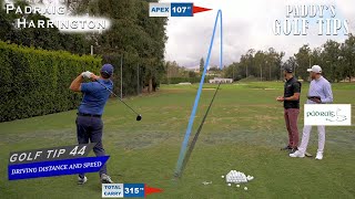 DRIVING DISTANCE AND SPEED  Paddys Golf Tip 44  Padraig Harrington [upl. by Shivers984]