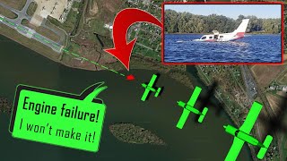 Piper PA46 Malibu has ENGINE FAILURE ON LANDING  Crash into the river [upl. by Hselin]