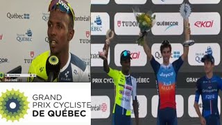 🇪🇷Biniam girmay interview amp podium ceremony of GP de Quebec 🇪🇷Biniam girmay takes 2nd place [upl. by Nalniuq696]