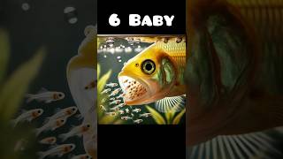 Yellow cichlid fish giving birth to 6 babies fish 🐳🥰fishing [upl. by Salahi]