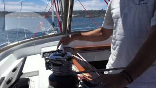 How to operate the furling main sail on a Jeanneau 41ds [upl. by Neddie]