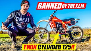 Riding the OUTLAWED Twin Cylinder 2 Stroke Dirt Bike [upl. by Isteb]