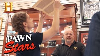 Pawn Stars A Leaf of the Gutenberg Bible Season 14  History [upl. by Acebber]