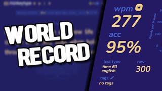 TYPING 277 WPM FOR 60 SECONDS WORLD RECORD [upl. by Ramon9]