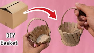 Diy basket using cardboard  How to make a mini basket from cardboard [upl. by Sidky]