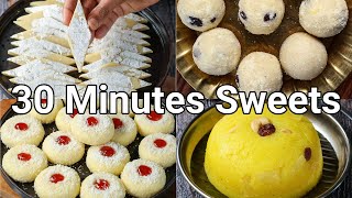 4 indian sweets recipes in just 30 mins for festival celebrations  quick amp easy dessert recipes [upl. by Madanhoj]