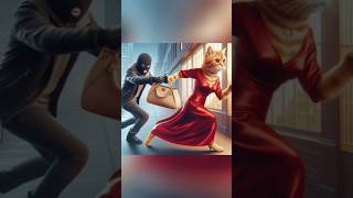 Red dress cat vs thief 🙀😻😹 cat youtubeshorts shortsfeed trending stardom [upl. by Itnuahsa112]