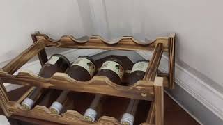 Stylish Carbonized Pine Wood Wine Rack – Holds 8 Bottles [upl. by Adhern946]