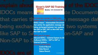 What is meant by IDOCs  Interview Questions  Sivans SAP SD Training [upl. by Sinnoda]