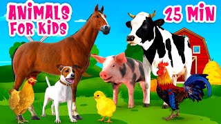 Animals for Kids 25 min Farm animal sound [upl. by Yelsnit]