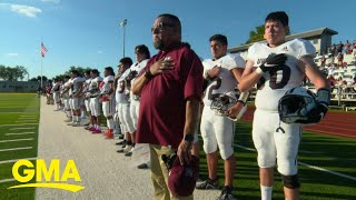 Uvalde high school football team honors shooting victims l GMA [upl. by Dnomso]