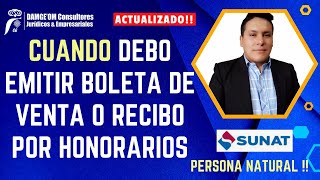 Conoce cuándo emitir un Recibo por honorarios o boleta de venta  Bien explicado SUNAT 2024 [upl. by Darwen843]