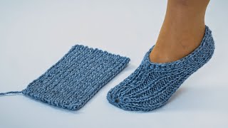 Very easy knitted slippers from a rectangle [upl. by Natanhoj]