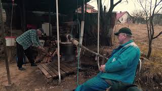 Pečenje rakije kod Roća  The process of making rakija  Kolasin [upl. by Bunow]