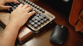 Unboxing  ASMR  Azio Retro Compact Keyboard Elwood and Mouse Gunmetal [upl. by Carrillo]