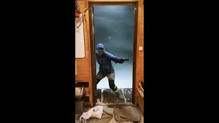 Daily Routine in Antarctica Brave Adventurer Confronts Strong Winds Fights to Shut Door [upl. by Yttiy]