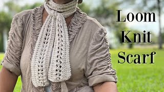 LoOM Knitting Scarf  Wheat and Garter Lace Stitch Skinny Summer Scarves  Loomahat [upl. by Tail349]