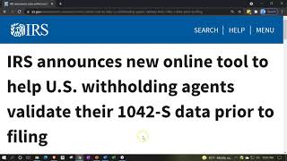 IRS announces new online tool to help US withholding agents validate their 1042S [upl. by Cadell71]