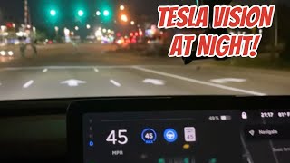 Tesla Model Y performance no radar Tesla Vision at night [upl. by Lifton]