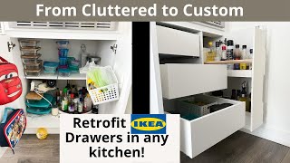 The EASIEST Kitchen Cabinet Drawers and Pull Out Pantry  Inexpensive IKEA HACK [upl. by Pulchi]