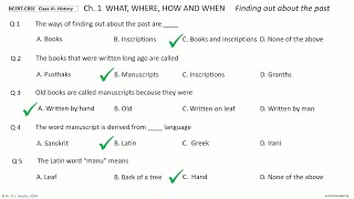 NCERT CBSE  History Class6 Ch1What Where How and When MCQ Quiz Objective [upl. by Pell]