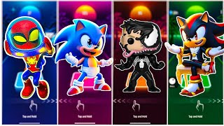 Sonic vs SpiderMan vs Spider Woman vs Mario  Tiles Hop EDM RUSH [upl. by Nodarb844]