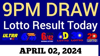 Lotto Result Today 9pm Draw April 2 2024 Swertres Ez2 PCSO Live Result [upl. by Cornelie562]