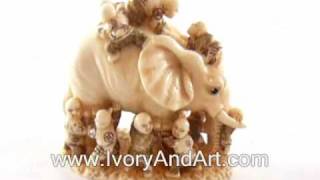 Mammoth Ivory Netsuke  13 Children Playing with Elephant [upl. by Domella855]