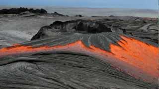 Rivers of molten lava high up Pulama Pali  Kilauea Volcano Hawaii DIGITALNECTAR [upl. by Rumilly]