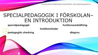 PPnr1 Specialpedagogik i förskolan En introduktion [upl. by Eeralav]