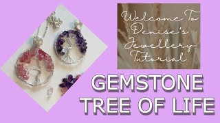 Easy Gemstone Tree Of Life Pendant Tutorial For Beginners  Cherry Blossom Quarts  Amethyst [upl. by Yorgerg559]