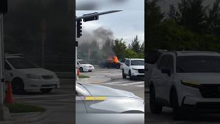 Car burning in the middle of traffic in Miami Florida [upl. by Nnyllaf]