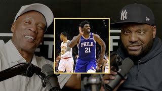 Aries Spears Does A Hilarious Shaq and Joel Embiid Impression [upl. by Reimer619]