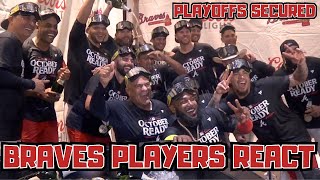 Braves advance to Playoffs Players React [upl. by Buckden]