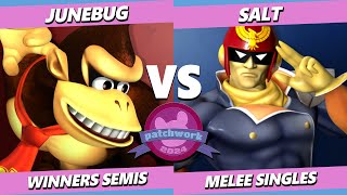 Patchwork 2024 TOP 8  Salt Captain Falcon Vs Junebug Donkey Kong Smash Melee  SSBM [upl. by Haye]