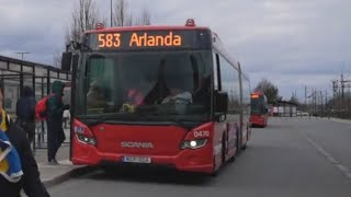 Sweden Stockholm bus 583 ride from Märsta station to Arlanda Airport [upl. by Gnidleif225]