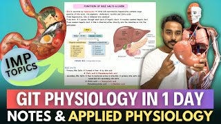 gastrointestinal physiology in 1 year in 2 days  git physiology important topics and note [upl. by Anneehs688]