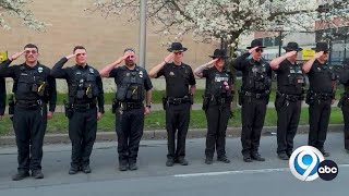 Hundreds of first responders escort deputys casket to funeral home [upl. by Maker]